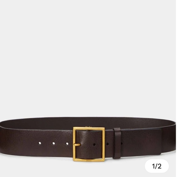 New Polo By Ralph Lauren Wide Brown Leather Belt Solid Brass Buckle XXS